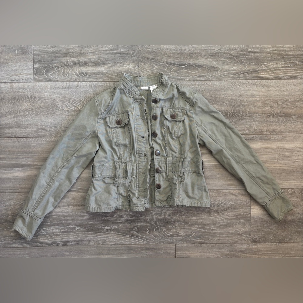 No Boundaries Sage Green Canvas Utility Jacket 100% Cotton Junior XL